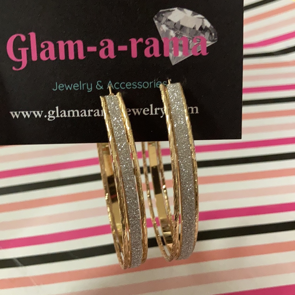 Gold And Silver Glitter Hoop Earrings